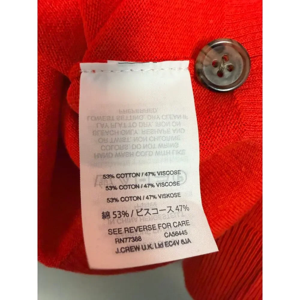 NWT J.Crew Button Shoulder Boatneck Sweater Red L/XL Cotton Blend